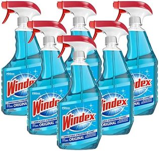 Windex Glass Cleaner Spray, Original Blue Window Cleaner Works on Smudges and Fingerprints, Bottle Made from 100% Recovered Coastal Plastic, 23 Fl Oz, Pack of 6