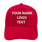 MFAZ Morefaz Ltd Personalised Youth Baseball Cap Hat Kids Size Boy Girl Hats Custom Name,Text, Logo Embroidered (Red)