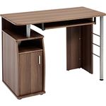 Computer and Writing Desk with Cupboard, Storage & Retractable Keyboard Shelf in Dark Walnut - Piranha Elver PC 1w