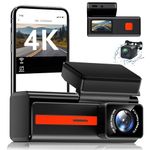 4K Dash Cam Front and Rear Car Camera Dash Cam with WiFi, Dual Dashcam with 1.47” Display, 32GB Card, FHD Car Dash Camera with Night Vision, G-Sensor, App Control, 24-H Parking Mode