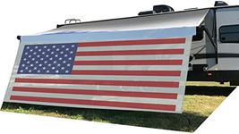 Tentproinc RV Awning Sun Shade Screen 8' X 14' 3'' ( American Flag ) Gray Mesh Sunshade Camper Trailer Awning Shade Screen UV Blocker Completed Kits