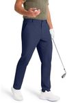 SNOWTEN Mens Golf Pants Classic Fit Stretch Work Dress Pants 34'' Quick Dry Lightweight Casual Comfy Pants with Pockets Navy 30w × 34L