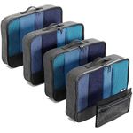 OW-Travel Easy to Organise Packing Cubes for Suitcases. 4 Medium Travel Cubes and Zipper Organiser for Travel Bag Backpack Luggage.Travel Accessories Gifts Holiday Essentials. 5Pcs Black