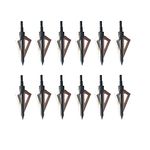 12pack Archery Broadheads Arrowheads Hunting 100Grain Outdoor Sports Target Practice Shooting Compound Bow and Crossbow (Black)