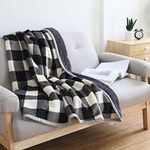 UKELER Buffalo Check Sherpa Throw 80'' x 60''- Soft Plush Flannel Blanket Throws for Bed/Couch/Sofa/Office/Camping