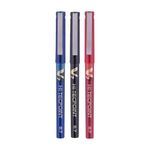 Pilot Hi-Tecpoint V7 0.7mm Fine Point Pure Liquid Ink Roller Ball Pen | Pack Of 3 (1 Blue + 1 Black + 1 Red)