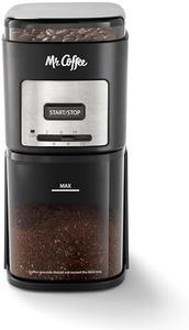 Mr. Coffee Automatic 12 Cup Burr Mill Coffee Grinder with 12 Custom Grinders, Black/Stainless Trim