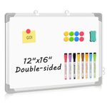 AMUSIGHT Magnetic White Board, Dry Erase Board for Wall, Double-Sided 16" x 12" Small Hanging Cubicle Whiteboard, Portable for Planning, Kitchen, Memo, School, Home, Office