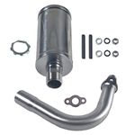 jtfrkope Female Threaded Exhaust Pipe with Muffler For Coleman Powersports CT200U BT200X KT196 RB200 MB200,For Predator 212cc 196cc Go Kart and Mini Bike Silver