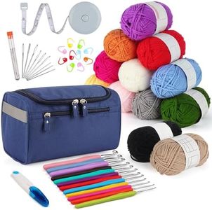 Aeelike Beginners Crochet Kit for Adults, Childrens Crochet Starter Kit, 12 Pcs 2.0-8.0 mm Ergonomic Crochet Hooks Set with Bag and Wool, Knitting Accessories, First Crochet Kit for Beginners Kids UK