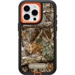 OtterBox iPhone 15 Pro MAX (Only) Defender Series Case - REALTREE EDGE (Blaze Orange/Black/RT Edge), rugged & durable, with port protection, includes holster clip kickstand