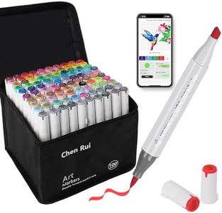 100 Colors Alcohol Brush Markers with Free App,Dual Brush & Chisel Tips Art Markers for Adults and Kids, Alcohol Based Markers Dual Tips for Sketching, Drawing，Painting