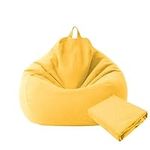 Large Small Lazy Sofas Cover Chairs Without Filler Linen Cloth Lounger Seat Bean Bag Pouf Puff Couch Tatami Living Room Beanbags (Yellow, 70x80cm)