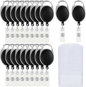 Kurtzy Porte Badge Enrouleur (Lot de 20) - Porte Carte Badge Rigide Imperméable avec Mousqueton - Enrouleur Badge Horizontal pour Porte-Clefs, Badges, Laissez-Passé et Ceintures