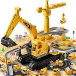 TEMI Construction Truck Toys for Boys 3 4 5 6 7 Years Old - Engineering Digger Race Tracks, Kids Excavator Crane Toys for Toddlers and Kids 3+ Years, Birthday Gift for Boys & Girls Aged 4-6