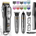 Hatteker Hair Clipper Cordless Hair Trimmer Barber Clipper T-Blade Trimmer Beard Trimmer Nose Trimmer Hair Cutting Grooming Kit Professional IPX7 Waterproof