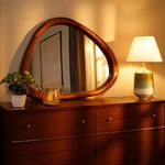 DREAMY WALLS Asymmetric Mirror - Wooden Mirror Frame 25" x 32"- Irregular Mango Wood - House Wall Mirror for Living Room Bedroom Entryway Bathroom - Home Decor, Brown Handcrafted, Decorative Mirror