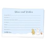 The Invite Lady Winnie the Pooh Baby Shower Predictions for Baby and Advice and Wishes for Parents Games Pooh Bear Piglet Cute Cartoon Vintage Nostalgic Winter Snowflakes (24 count), White, Blue