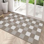 HEBE Extra Large Indoor Outdoor Doormat 32"x 48" Checkered Farmhouse Front Door Mat Non Slip Super Absorbent Mud Mat Entrance Way Door Rug Welcome Mat Washable