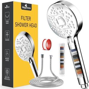 Magichome Filtre 18 étages Pommeau de Douche avec Tuyau 2M, Pommeau de Douche Haute Pression, Pommeau de Douche Anti calcaire, Pommeau de Douche Economie Deau avec 6 Types de Jets