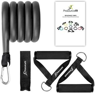 ProsourceFit Single Stackable Resistance Bands with Door Anchor and Exercise Guide, 16-20 LB, Heavy Duty Fitness Tube for Full-Body Exercises and Home Workouts, Black