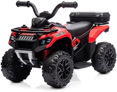 Kidzone 12V Ride On ATV Vehicle 3-7 Yeas Old Big Kid up to 77lbs, Electric 4-Wheeler Quad Battery Powered Car for Boys & Girls Gift Whit DIY License Plate, MP3, High Low Speeds, LED Light, Bluetooth