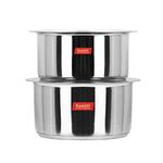 Sumeet Big Size Stainless Steel Induction Bottom (Encapsulated Bottom) Induction & Gas Stove Friendly Container/Tope/Cookware with Lid Set of 2 Pc. Size No.15 (3.5 Ltr), Size No. 16 (4 Ltr)