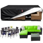 LXKCKJ Waterproof Outdoor Patio Furniture Cover UV and Dustproof Sofa Cover with Vents, Handles and Buckles (Black, 90"L x 64"W x 28"H)