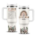 Mom Gifts for Best Mom Ever Tumbler, Birthday Gifts for Mom Tumbler with Handle, Mothers Day Gifts for Mama Mug Large, 40oz Mom Nutrition Facts Cup, Leopard Print