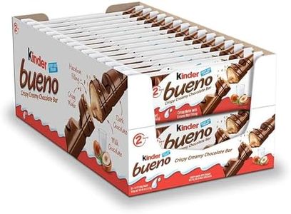 Kinder Bueno Milk Chocolate and Hazelnut Cream, 2 Individually Wrapped Chocolate Bars Per Pack, 1.5 oz each, 30 Pack