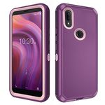 Asuwish Phone Case for Alcatel 3V 2019 Cell Cover Hybrid Rugged Shockproof Hard Protective Drop Proof Full Body Bumper Heavy Duty Mobile Accessories Alcatel3V Acatel 3 V V3 19 5032W Women Purple