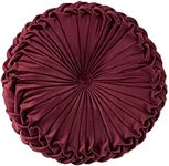 Teieas Round Pillows Velvet Pleated Circle Pillow Chair Cushion Floor Pillows Home Decorations for Home Couch Chair Bed Car Burgundy