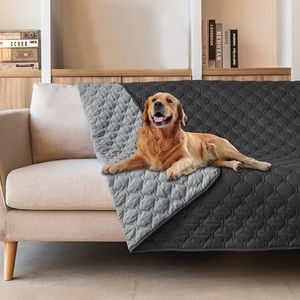 gogobunny 100% Double Sided Waterproof Dog Blanket Soft Pet Bed Cover Reversible Protect Furniture Couch Sofa Car for Puppy Large Dog Cat (Dark Charcoal/Light Charcoal, 82x120 Inch (Pack of 1))