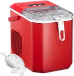 Antarctic Star Countertop Ice Maker Portable Ice Machine with Handle,Self-Cleaning Ice Makers, 26Lbs/24H, 9 Ice Cubes Ready in 6 Mins, S/L ice, for Home Kitchen Bar Party (Red)