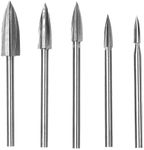 AIMALL 5-Piece Wood Carving & Engraving Drill Bit Set for Dremel Rotary Tools - High-Speed Steel Milling Cutters with 3mm Shank for Precision Work on Wood, Furniture, and Antique Floors