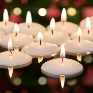 Ashlux White Floating Candles 2 inch, 24 Pack Floating Candles 5-6 Hours Long Burning, Unscented Floating Candle for Centerpieces, Wedding, Christmas Lights, Romantic Night for Her/Him Set