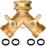 BEAUGIREW Y Valve Garden Hose Splitter Solid Brass 2 Way Hose Splitter Y Valve Hose Adapter 3/4" GHT Thread with 4 Presure washers