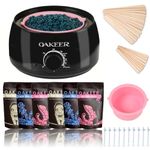 Oakeer Waxing Kit Hair Removal Women Men Wax Warmer Hair Removal at Home with 6 Bags Wax Beans Body Waxing for Eyebrows Nose Cheeks Arms Bikinis Legs