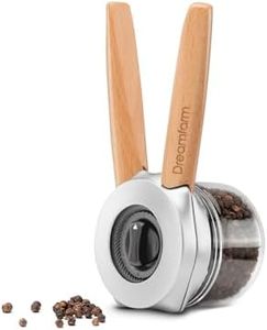 Dreamfarm Ortwo | One-Handed Pepper Mill with Ceramic Grinder & Wooden Handle | Refillable Pepper Grinder | Adjustable Salt Grinder and Spice Mill | Manual Pepper Mill | 2oz
