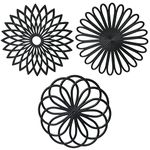 SPUVGVC Silicone Trivet Mat -Trivets for hot pots and Pans- Kitchen Hot Pads for Pots -Trivets for hot Dishes-Silicone Pot Holders-Multi-use Flower Heat Resistant Mat-Hot Dish Trivet 3 Pack（Black）