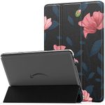 MoKo Case Fits All-New Kindle Fire HD 10 & 10 Plus Tablet(13th Generation, 2023 Release)10.1", PU Leather Trifold Stand Cover with Transparent Frosted Backshell, Auto Wake/Sleep Function, Black & Pink