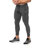 BROKIG Mens Gym Tapered Joggers Sports Trousers Casual Running Tracksuit Bottoms Workout Sweat Pants with Pockets (Dark Grey,XL)