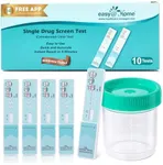 Easy@Home Single Drug Screen Test (Cannabinoids Urine Test): THC Tests for Home Use 50ng/mL + 1 Collection Cup, Urine Drug Testing Kits Track THC Detox #EDTH-114 (10 Pack) + 90ML Cup