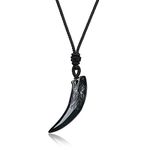 COAI Viking Jewelry Healing Crystal Black Obsidian Necklace