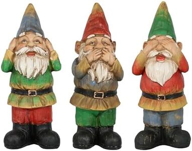 Sunnydaze Three Wise Garden Gnomes - Hear, Speak, and See No Evil Set - Outdoor Lawn Statues