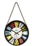 Shilpkraft Small and Stylish Hanging Wall Clock with Round Shape Metal Frame and Wooden Back for Home/Living Room/Kitchen/Bedroom/Office/School/Hotel (*Small*)(*NO Glass*) (Multicolor)