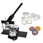 ChiButtons 75mm(3”) Button Maker All-In-One Kit with B400 Button Press, 75mm Round Die Moulds, 100 Sets Pre-Pinned Pin Back Components, Adjustable Circle Cutter, Free Photo Paper, Metric System (Black-New)