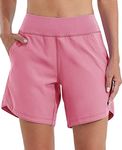 Willit Women's Swim Board Shorts UPF 50+ High Waisted Swimming Shorts with Liner Pockets 7" Peach Size 16