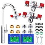 HK 2 Packs Eye Wash Station, Faucet Mounted Emergency Eyewash Stations for Sink Attachment, Eye Flush Unit for First Aid