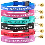 Personalized Nylon Custom Tags Cat Collars with Buckle,ID Collar with Pet Name and Phone Number, Adjustable Kittens Collars Breakaway with Bells for Boy Girl (Standard)